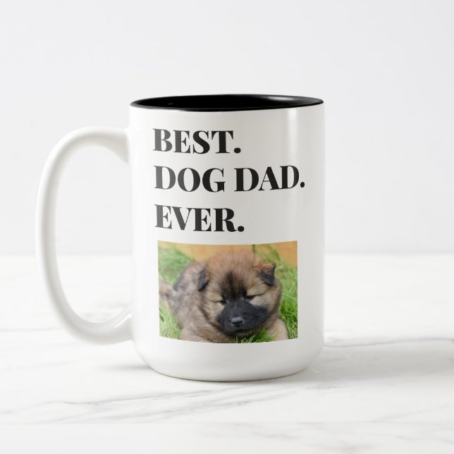 Birthday Best Dog Dad Ever Photo Two-Tone Coffee Mug (Left)