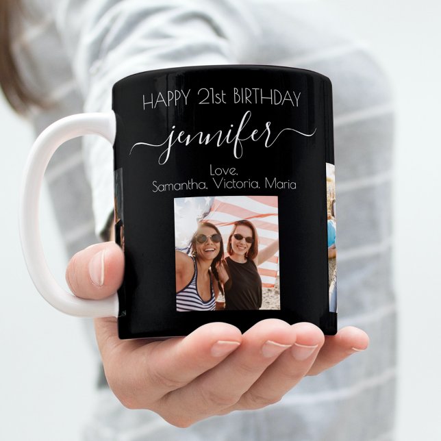 Birthday best friends black photo names coffee mug (Creator Uploaded)