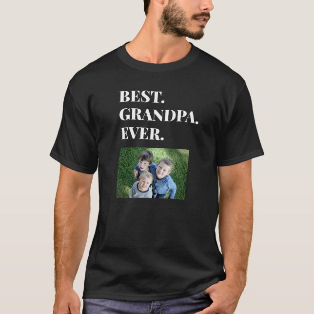 Birthday Best Grandpa Ever Grandkids Photo T-Shirt (Front)