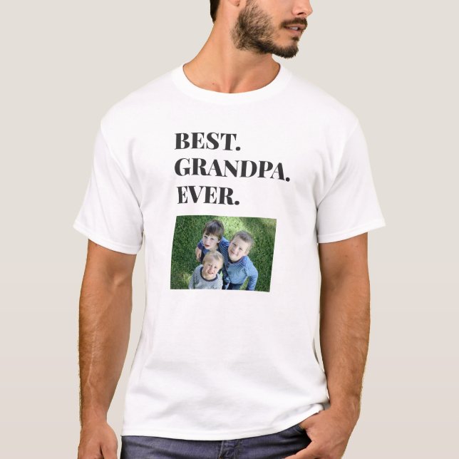 Birthday Best Grandpa Ever Grandkids Photo T-Shirt (Front)