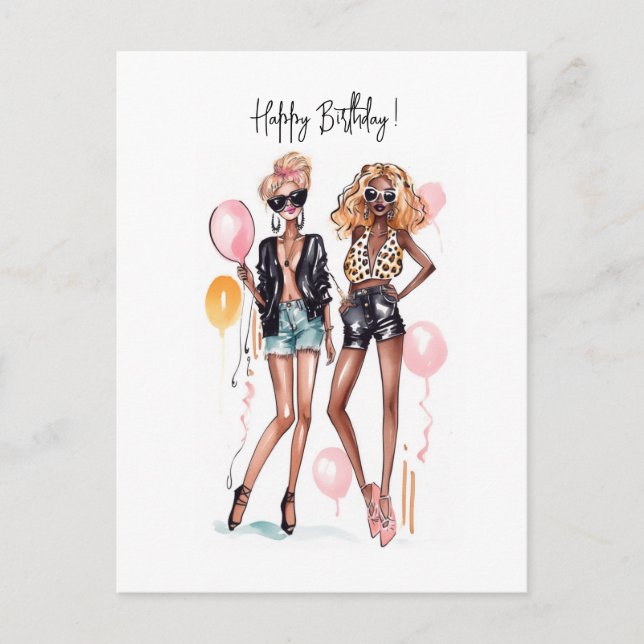 Birthday besties postcard (Front)