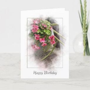 Birthday Bicycle With Geraniums Card