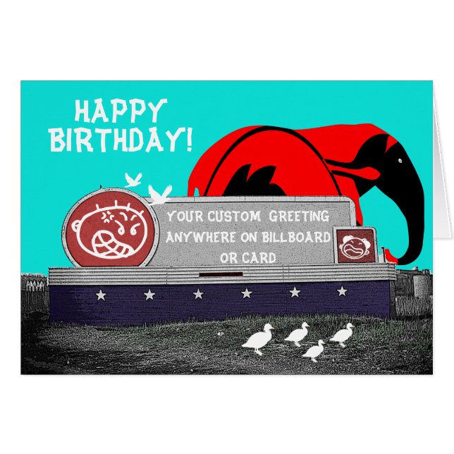 BIRTHDAY BILLBOARD CUSTOM W/ ELEPHANT DUCKS BIRD (Front Horizontal)