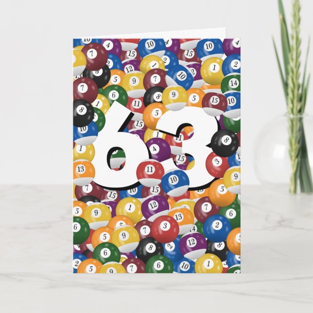 Birthday Billiard Balls For 63rd Birthday Card (Front)