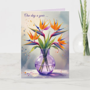 Birthday Bird of Paradise Flower Bouquet Card