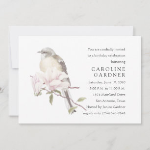 Birthday Bird on a Branch Invitation