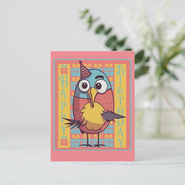 Birthday Bird Postcard (Standing Front)
