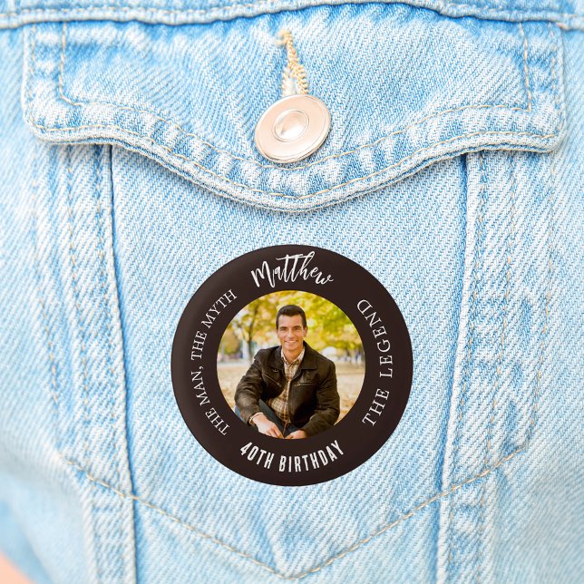Birthday bistre brown photo man myth legend 3 cm round badge (Creator Uploaded)