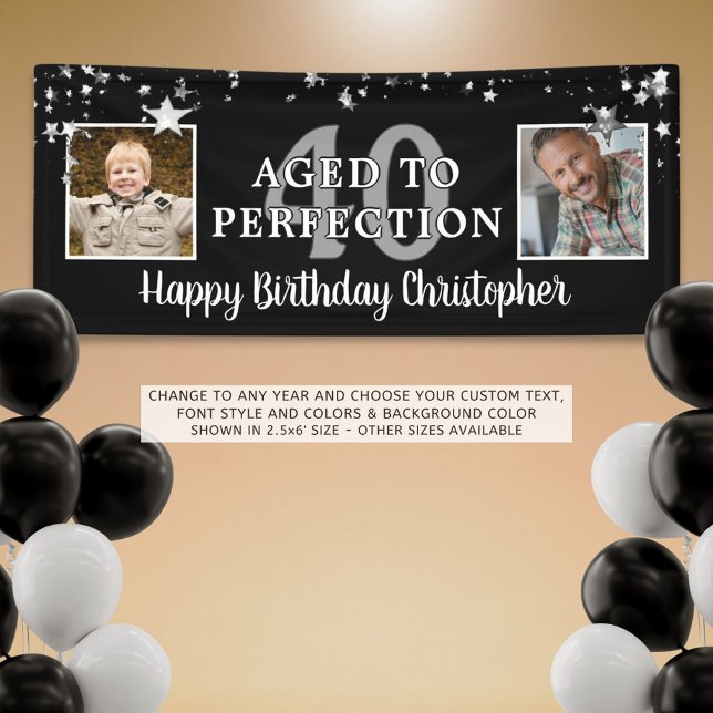 Birthday Black AGED TO PERFECTION 2 Photo Banner (Creator Uploaded)