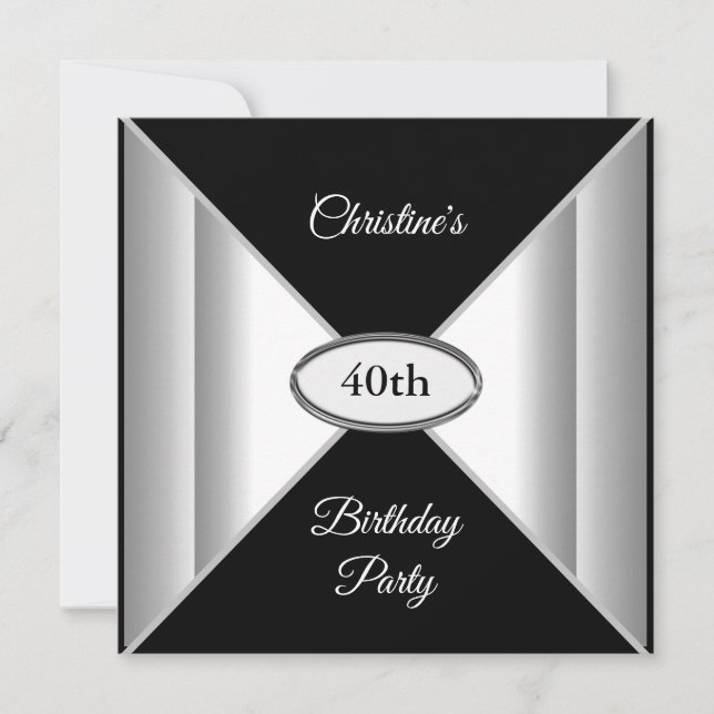  Birthday Black and White   Invitation (Front)