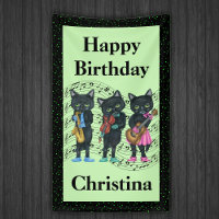 Birthday Black Cat Musicians Instruments Music Bar