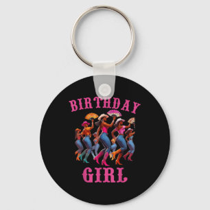 Birthday Black Cowgirl Western Key Ring