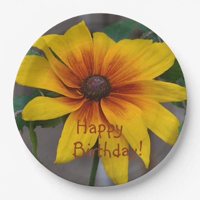 Birthday Black-Eyed Susan Paper Plate (Front)