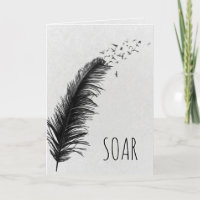 Birthday Black Feather with Soaring Birds