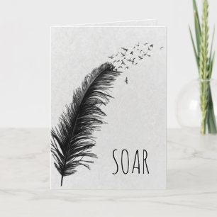 Birthday Black Feather with Soaring Birds Card