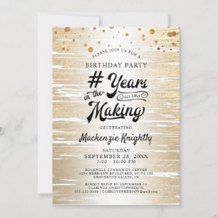 Birthday Black Gold Confetti YEARS IN THE MAKING Invitation
