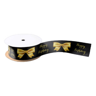 Birthday black gold elegant golden bows satin ribbon