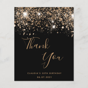 Birthday black gold glitter budget thank you flyer