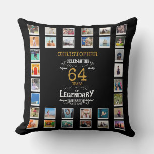 Birthday Black Gold Photo Cushion
