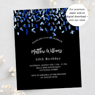 Birthday black navy blue budget invitation flyer