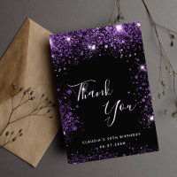 Birthday black purple glitter dust elegant