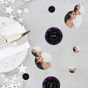 Birthday black purple glitter photo  confetti