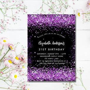 Birthday black purple luxury invitation