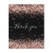 Birthday black rose gold glitter thank you card