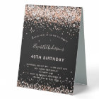 Birthday black rose gold invitation