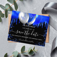 Birthday black royal blue budget save the date