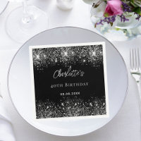 Birthday black silver glitter sparkles