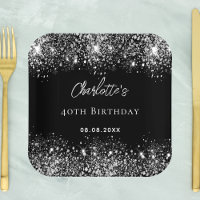 Birthday black silver glitter sparkles