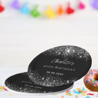Birthday black silver glitter sparkles