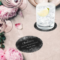 Birthday black silver glitter sparkles