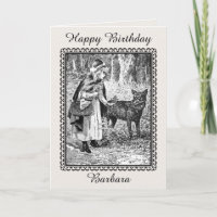 Birthday Black white Drawing Riding Hood With Wolf