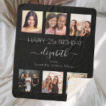 Birthday black white friends photo collage sherpa blanket<br><div class="desc">A gift from friends for a woman's 21st birthday, celebrating her life with a collage of 6 of your high quality photos of her, her friends, family, interest or pets. Personalise and add her name, age 21 and your names. White text. A chic, classic black background colour. Her name is...</div>