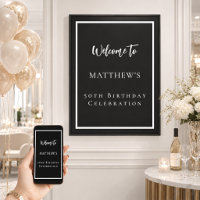 Birthday black white party welcome