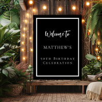 Birthday black white party welcome