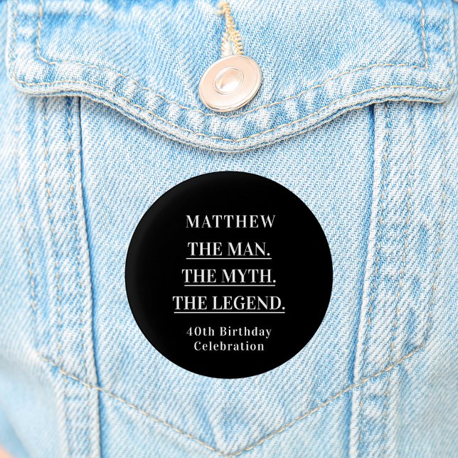 Birthday black white photo man myth legend 3 cm round badge (Creator Uploaded)