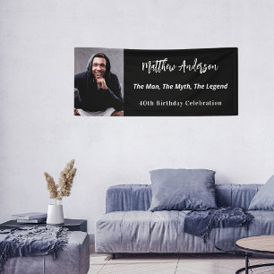 Birthday black white photo man myth legend banner