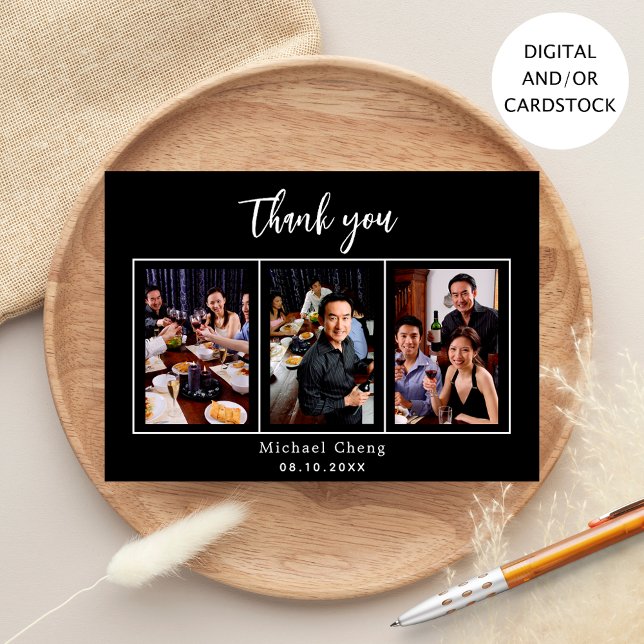 Birthday black white photo thank you card (Creator Uploaded)