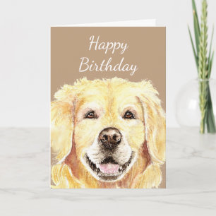 Birthday Blank Watercolor Golden Retriever Dog Card