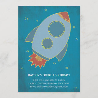 Birthday Blast Off! Children's Birthday Invitation