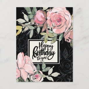 Birthday Blessing Bible Verse Pink Flowers Postcard