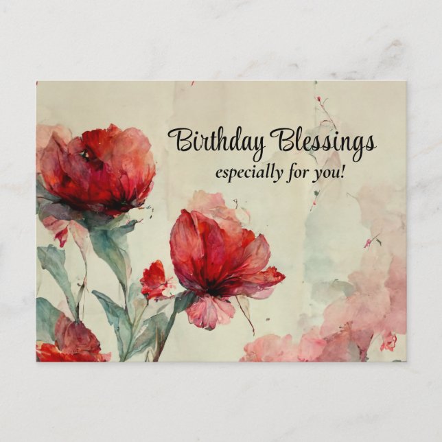 Birthday Blessing Bible Verse Prayer Christian Postcard (Front)