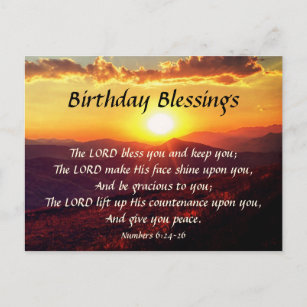 Birthday Blessing Numbers 6:24-26 Mountain Sunset Postcard