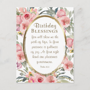 Birthday Blessings Inspirational Elegant Floral Postcard