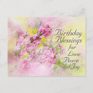 Birthday Blessings of Love, Peace and Joy, Flowers Holiday Postcard