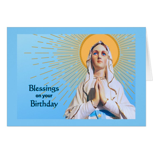 Birthday Blessings Virgin Mary Praying (Front Horizontal)