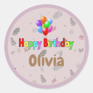 Birthday Bliss: Classic Happy Birthday Round Stick Sticker